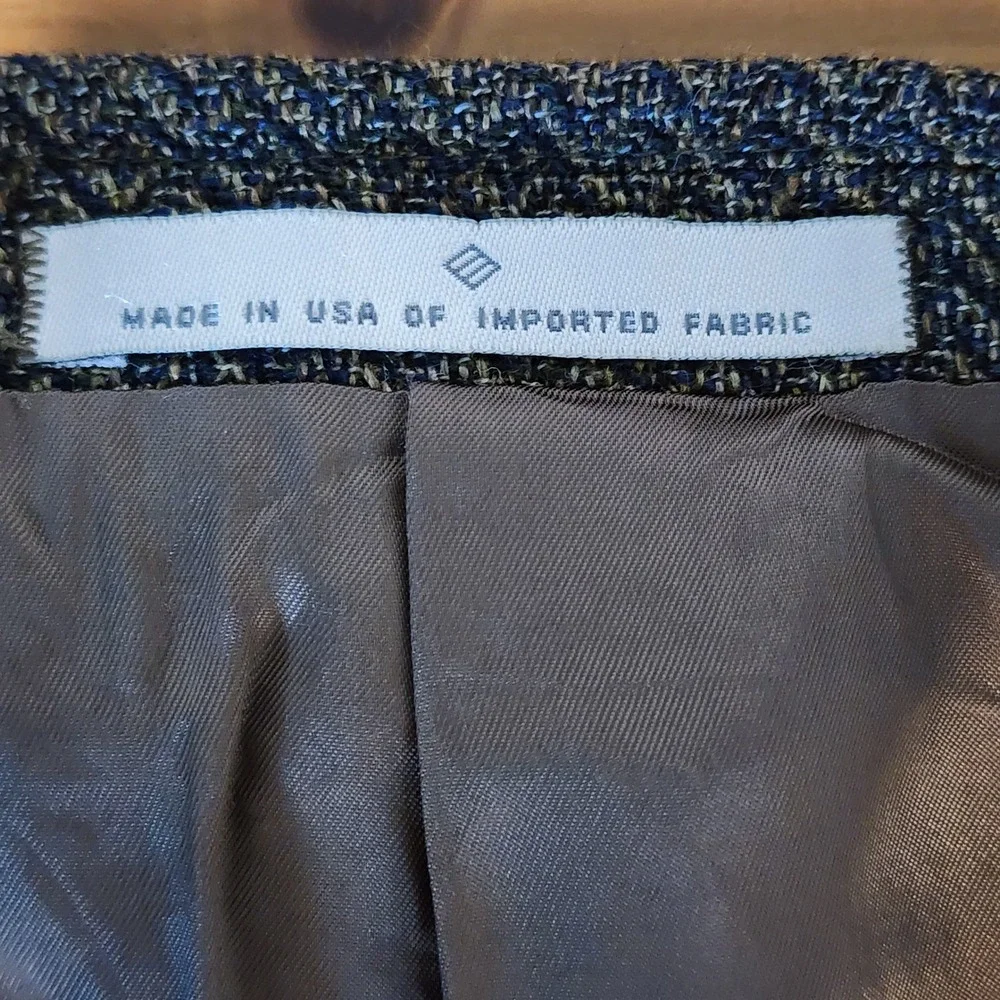 Joseph Abboud Patrick James Silk Wool Herringbone Blazer 46R Brown Vintage Work